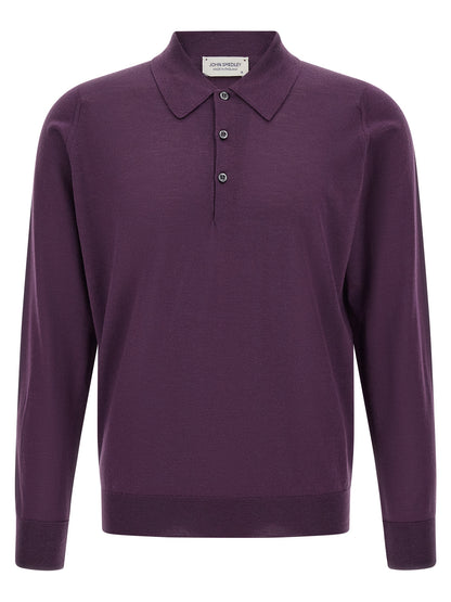 JOHN SMEDLEY Purple Merino Wool Polo Shirt