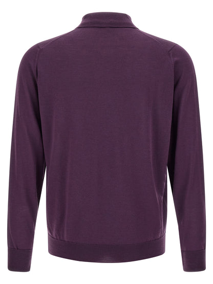 JOHN SMEDLEY Purple Merino Wool Polo Shirt
