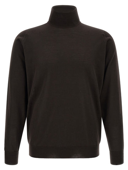 JOHN SMEDLEY Brown Merino Wool Cardigan