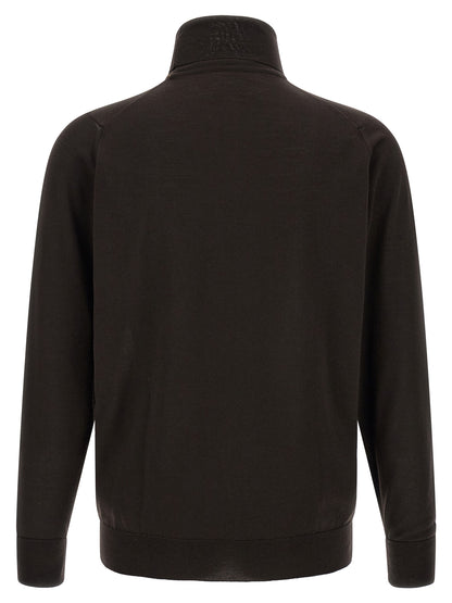 JOHN SMEDLEY Brown Merino Wool Cardigan