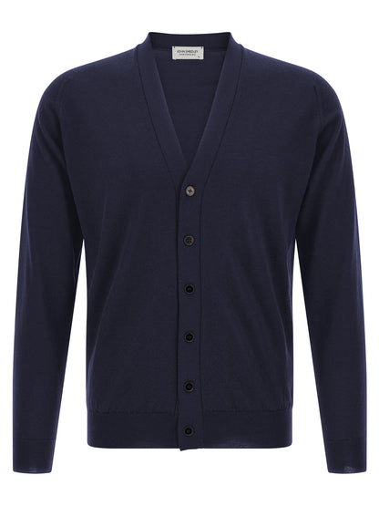 JOHN SMEDLEY Blue Merino Wool Cardigan
