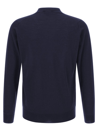 JOHN SMEDLEY Blue Merino Wool Cardigan