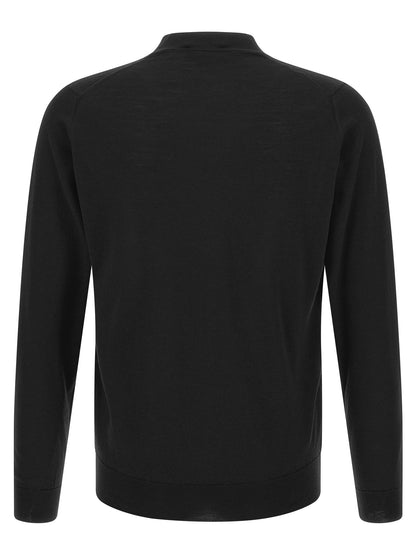 JOHN SMEDLEY Black Merino Wool Cardigan