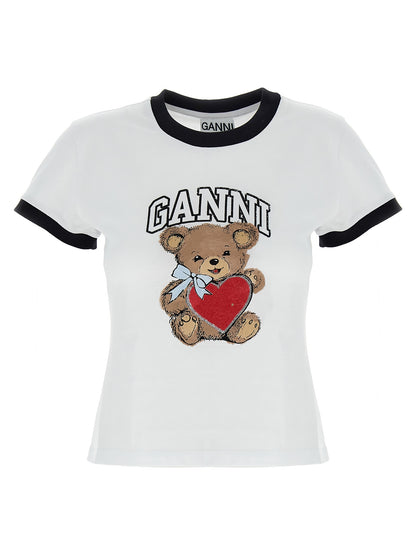 Ganni White Cotton T-Shirt