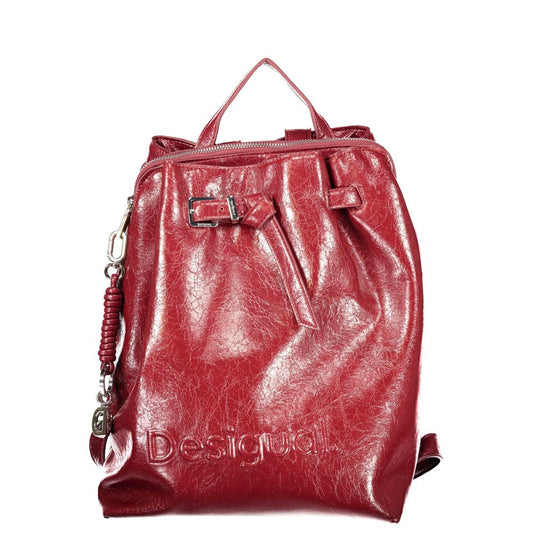 Backpack by Desigual for women in polyurethane red presents a versatile Luena Polyurethane Backpack design, showcasing a secure with ample built-in-compartments, external-pockets & cardholder and versatile shoulder-strap, backpack-strap, adjustable-strap & handle for a versatile finish.