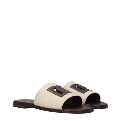 Dolce & Gabbana Beige Fabric Slippers
