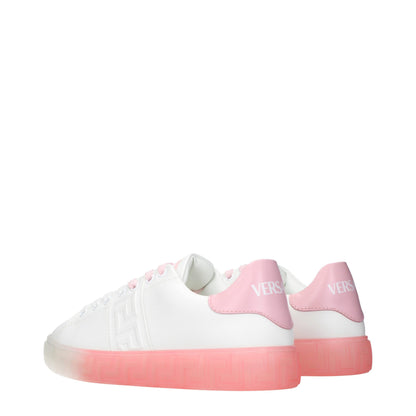 Versace White Leather Low Top Sneakers