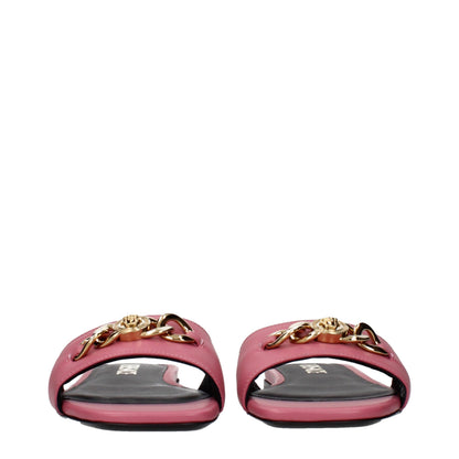 Versace Pink Leather Slippers