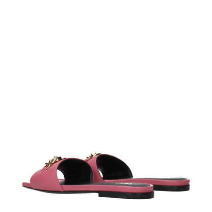 Versace Pink Leather Slippers