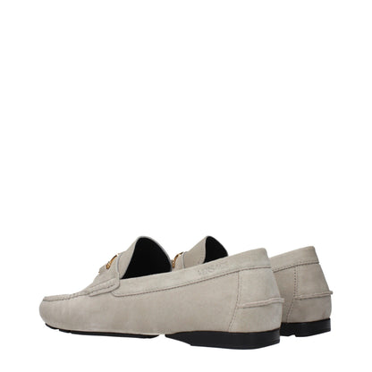 Versace Gray Leather Slip-On Loafers