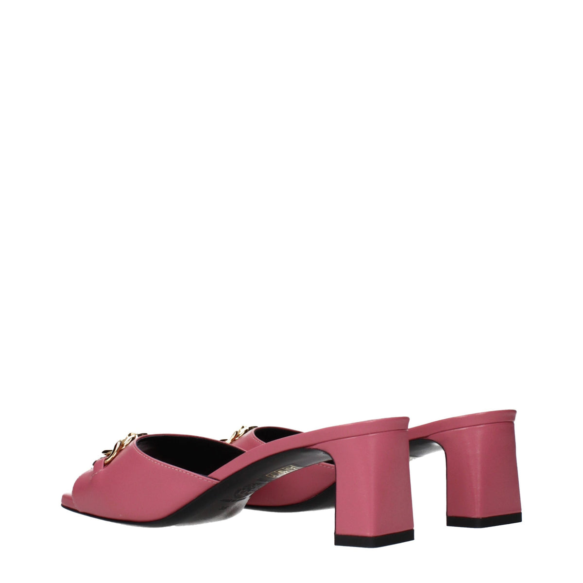 Versace Pink Leather Flat Sandals