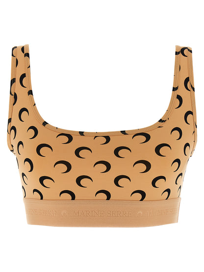Marine Serre Beige Polyamide Sport Bra