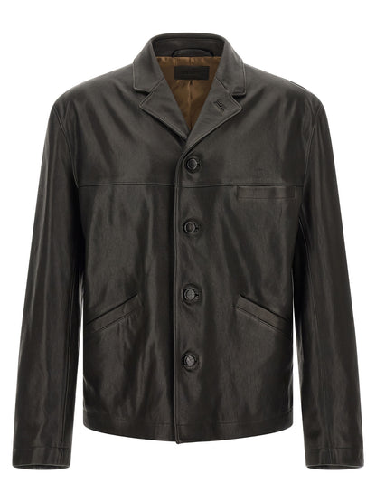 Lemaire Black Calfskin Leather Jacket