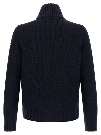 Moncler Blue Virgin Wool Cardigan