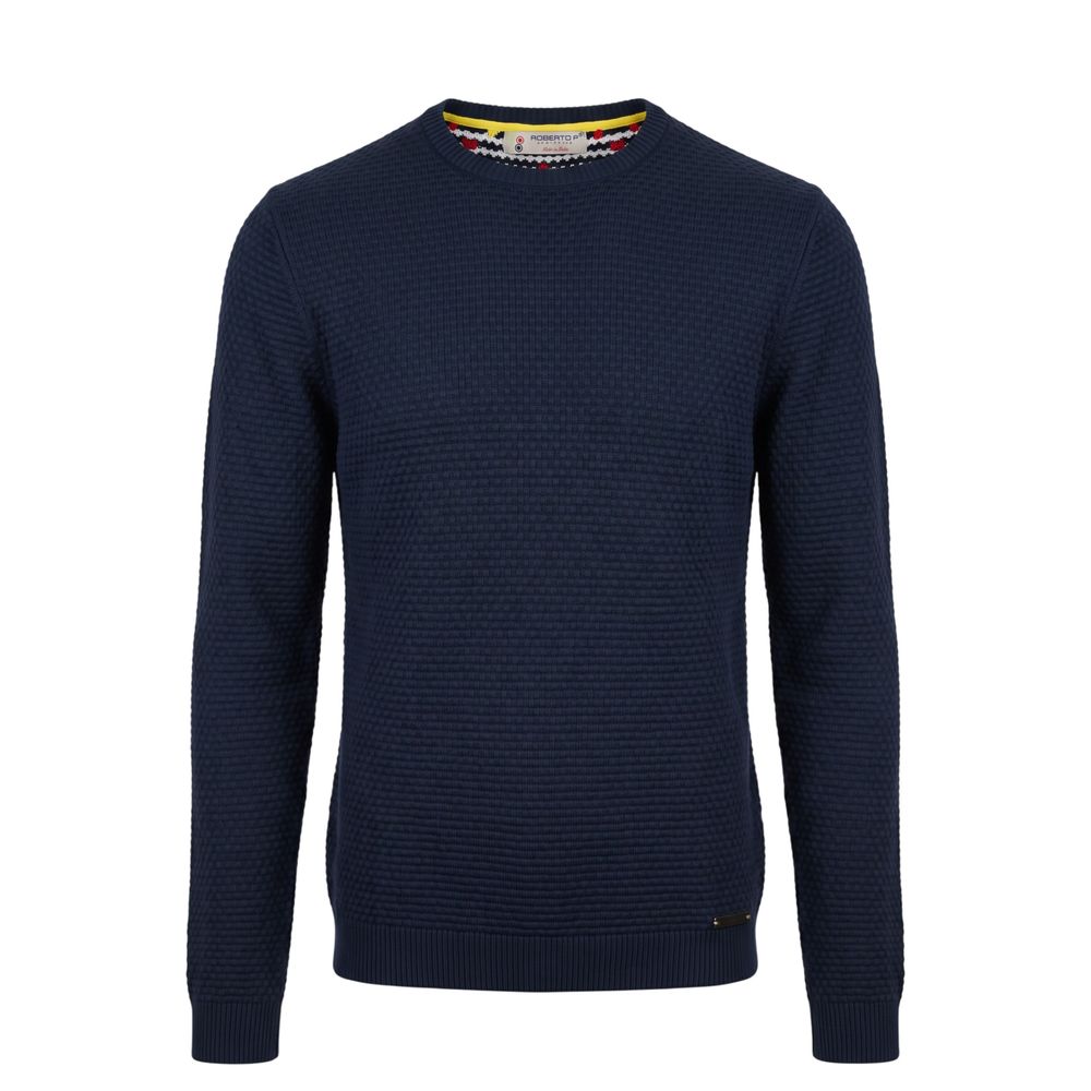 Roberto Pepe Luxury Blue Cotton Men's Sweater