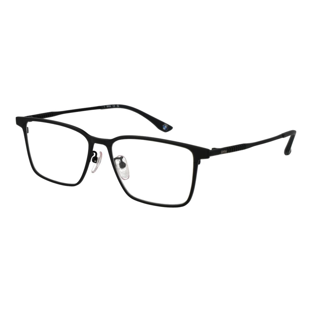 BMW Men's Rectangle Full-Rim Titanium Eyeglasses Frames - Black