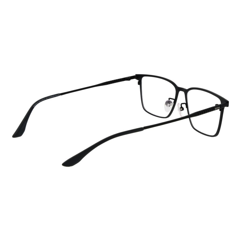 BMW Men's Rectangle Full-Rim Titanium Eyeglasses Frames - Black