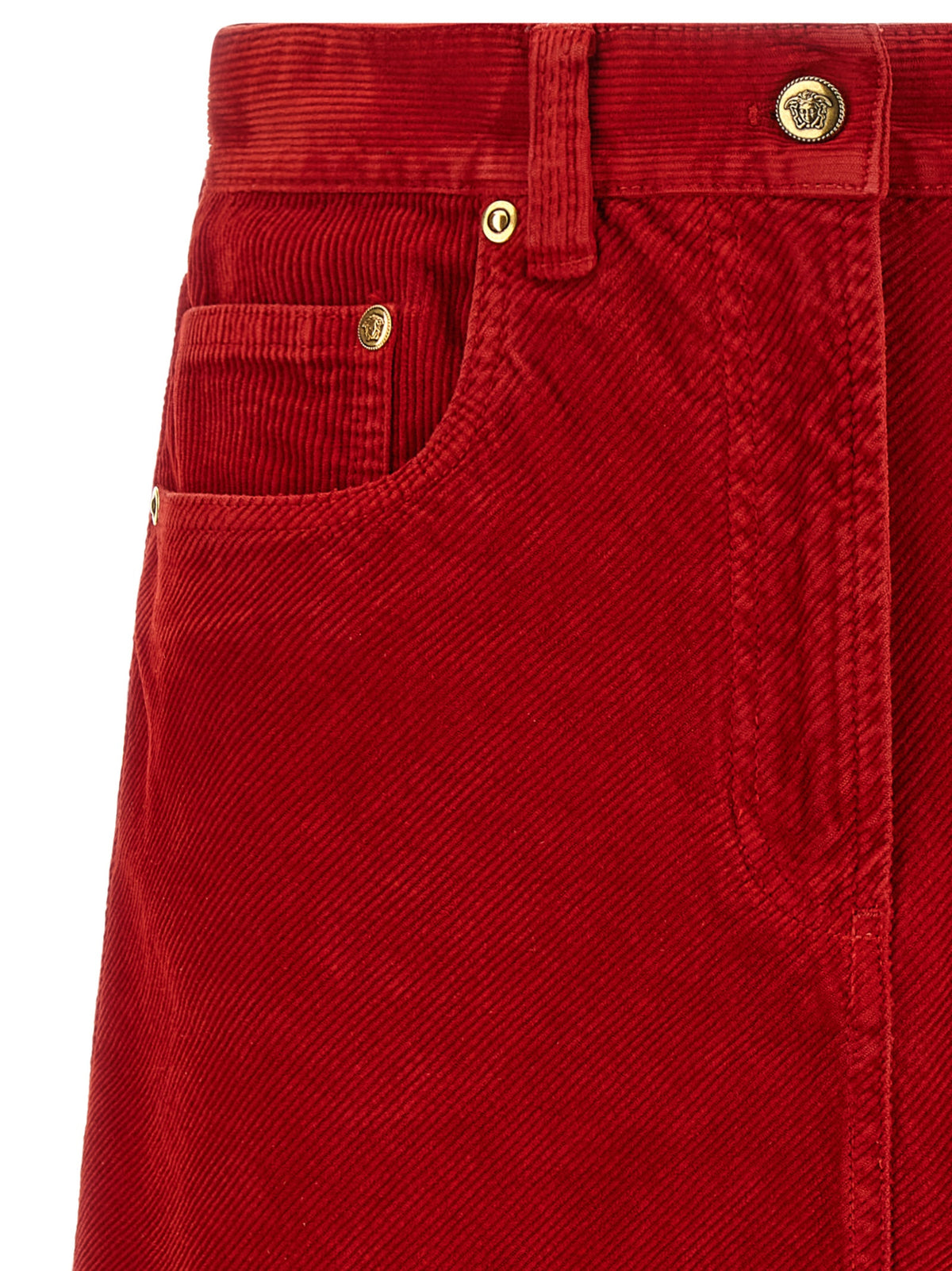 Versace Red Cotton Long Skirt