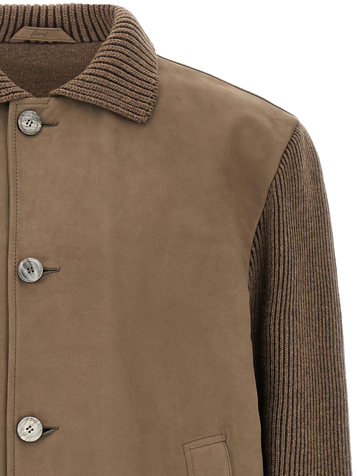 Brioni Brown Calfskin Leather Jacket