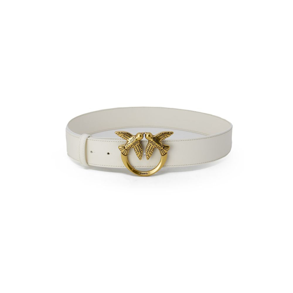 PINKO Cream Leather Regular Belt