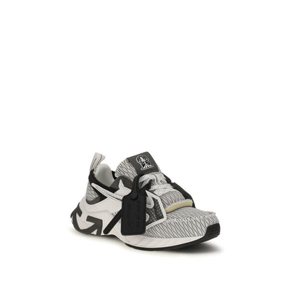 Off-White Gray Fabric Athletic Sneakers