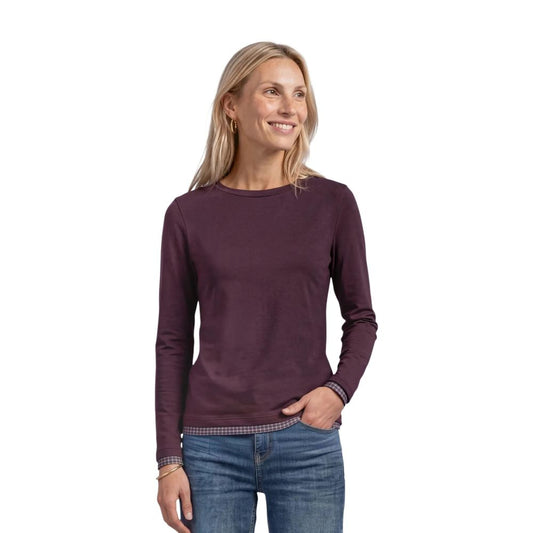 Cardigan by Street One for women in cotton lycra & mesh purple showcases a captivating silhouette, artfully detailed with a captivating long-sleeve and crew neckline for a truly sophisticated captivating look.