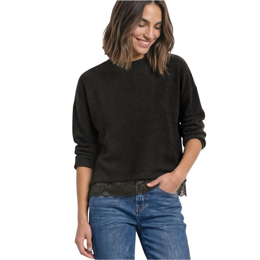 Cardigan by Street One for women in polyester viscose & lace brown & natural features an impeccable silhouette, showcasing a sophisticated crew neckline and long-sleeve detail for a truly impeccable finish.