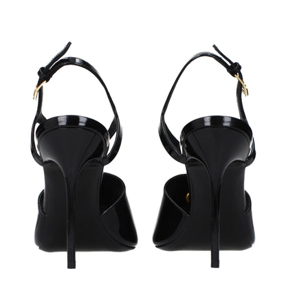 Balmain Black Leather Stiletto Heel Sandals