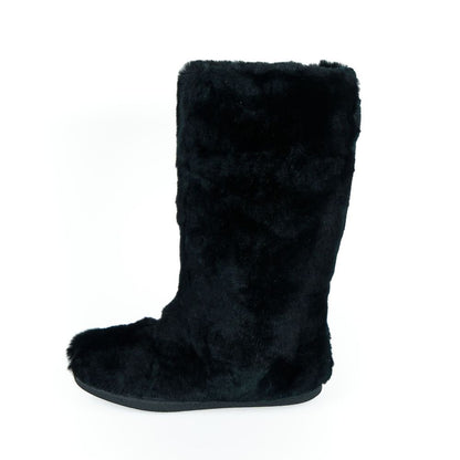 Mr&Mrs Italy Black Rabbit Fur Women Shoe
