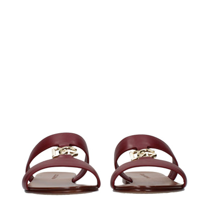 Dolce & Gabbana Red Leather Slippers