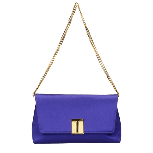 Clutch Handbag by Tom Ford for women in satin purple & violet features a statuesque silhouette, showcasing a secure and organized with versatile handle for statuesque evening wear.