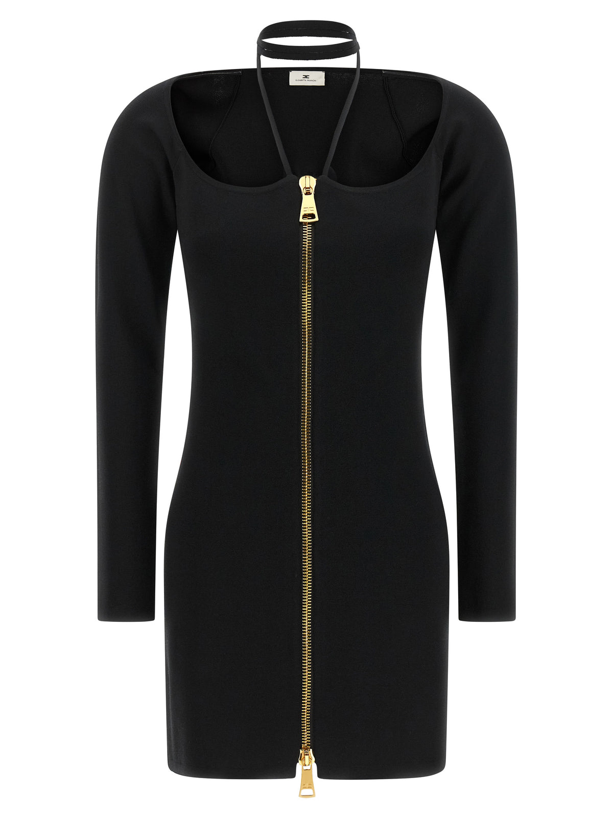 Elisabetta Franchi Women's Halter Wide Neck &Halter Polyamide & Viscose Dress - Black Gold
