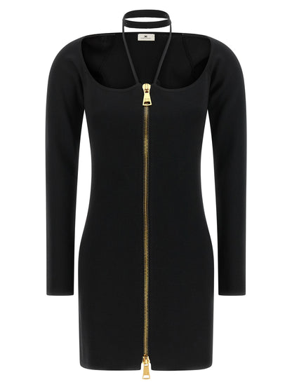 Elisabetta Franchi Women's Halter Wide Neck &Halter Polyamide & Viscose Dress - Black Gold