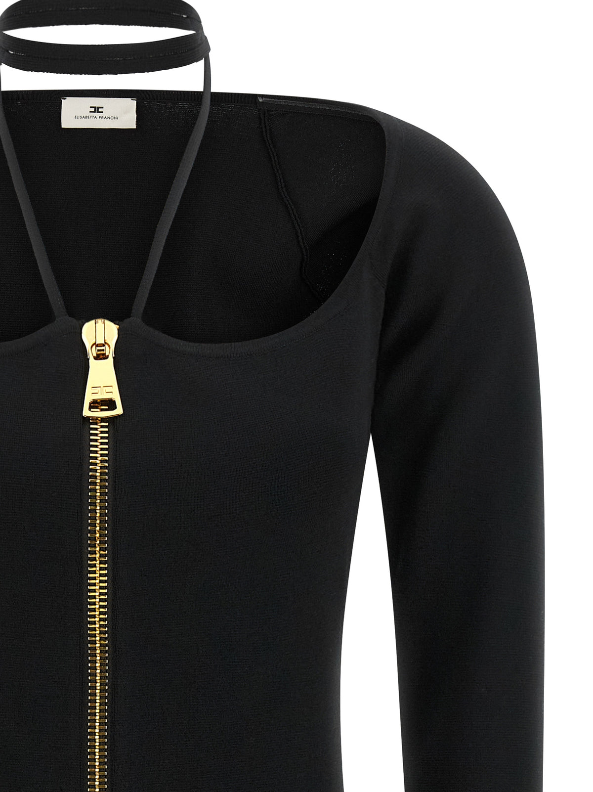 Elisabetta Franchi Women's Halter Wide Neck &Halter Polyamide & Viscose Dress - Black Gold