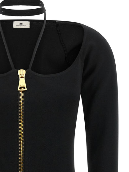 Elisabetta Franchi Women's Halter Wide Neck &Halter Polyamide & Viscose Dress - Black Gold