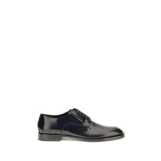 Derby Lace-Up Shoes by Dolce & Gabbana for men in calf leather cotton & polyurethane black & palladium features an ergonomic silhouette, perfectly showcasing Men's Calf Leather Cotton & Polyurethane Derby Lace-Up Shoes with its distinct and elegant .