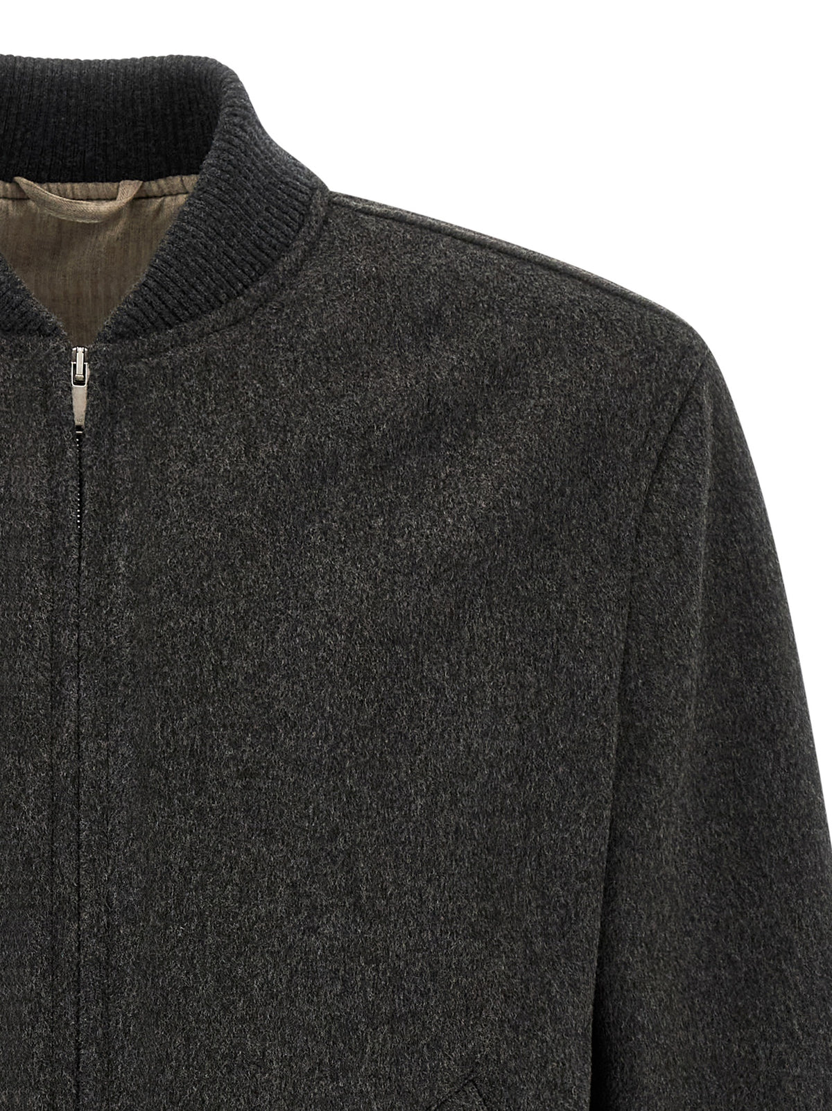 Lardini Gray Virgin Wool Bomber