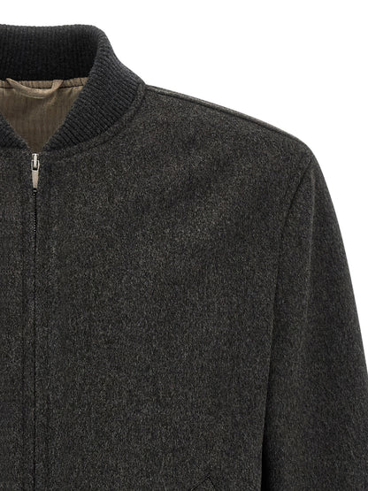 Lardini Gray Virgin Wool Bomber