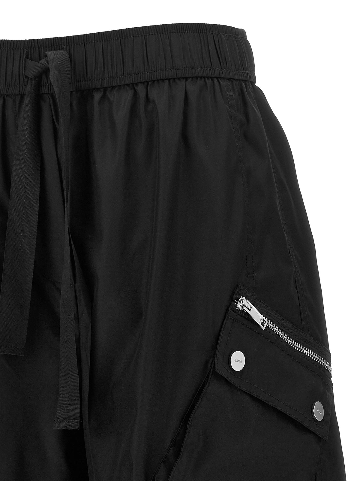 Ganni Black Recycled Polyamide Cargo Pants