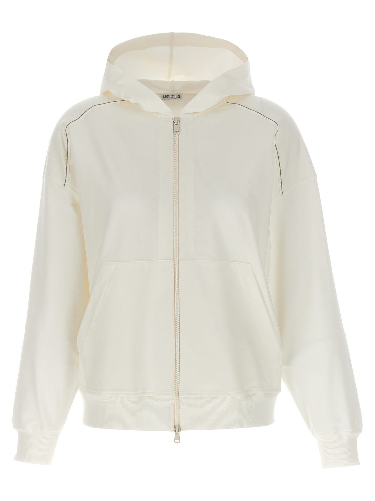 Brunello Cucinelli White Cotton Hoodie