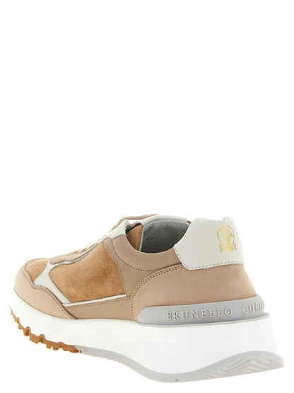 Brunello Cucinelli Beige Calfskin Low Top Sneakers