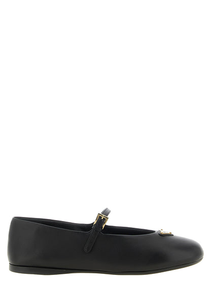 Prada Black Lamb Leather Ballet Flats
