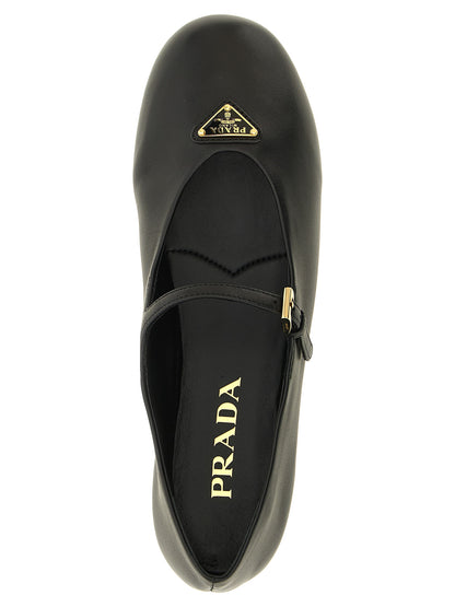 Prada Black Lamb Leather Ballet Flats