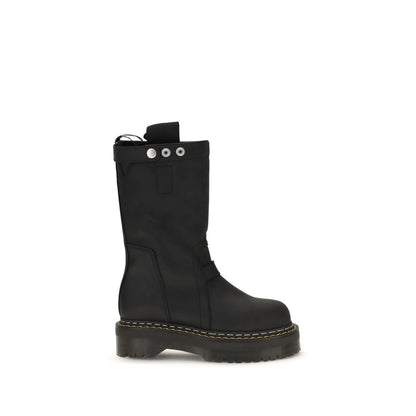 Rick Owens Black Nubuc Leather Lace-Up Boots