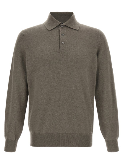 Brunello Cucinelli Bicolor Cashmere Polo Shirt