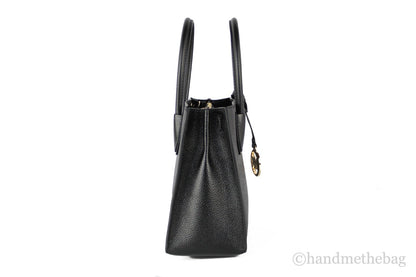 Michael Kors Mercer Medium Leather Messenger Crossbody Handbag (Black Solid)