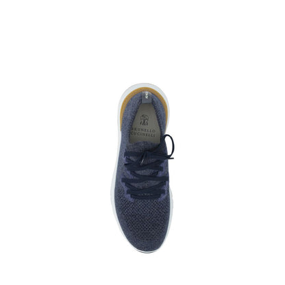 Brunello Cucinelli Blue Cotton Athletic Sneakers