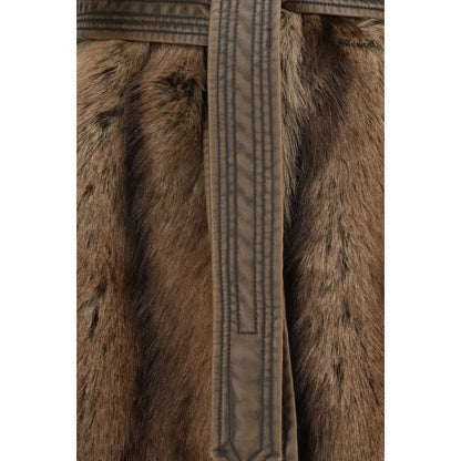PINKO Brown Polyester Sleeveless Jacket