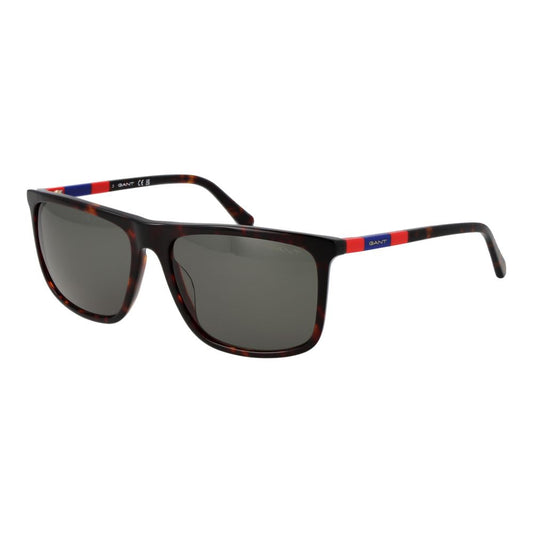 Sunglasses by Gant for men in polyester & fur and brown & green featuring an stylish full-rim square frame design with a sophisticated brown coloured frame finish and high-performance category-3-dark-tint lens.