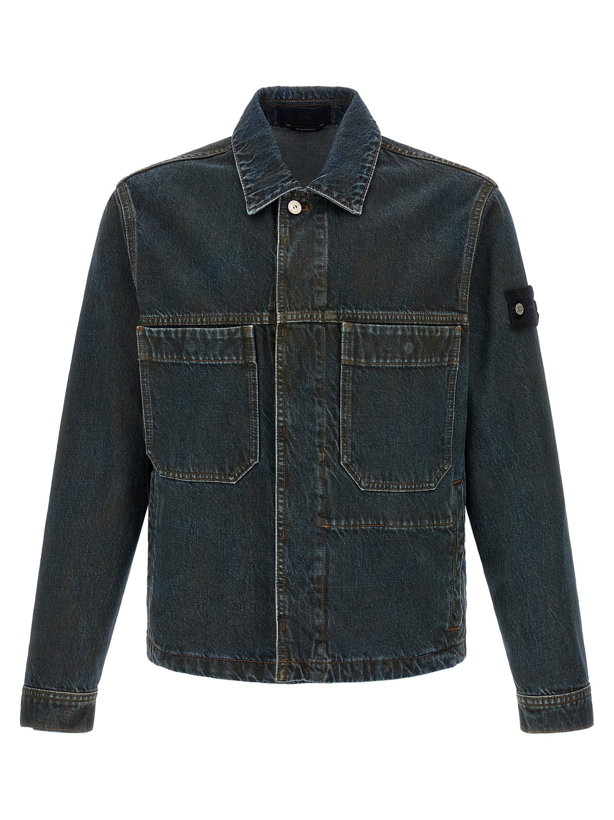 Stone Island Blue Cotton Denim Jacket